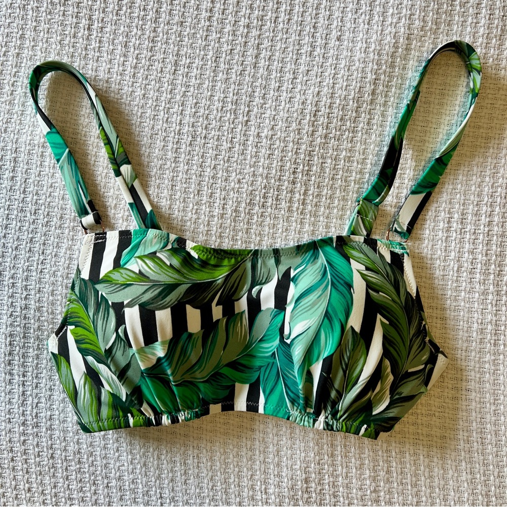 Shade & Shore Tropical Leaf Print Bikini Top